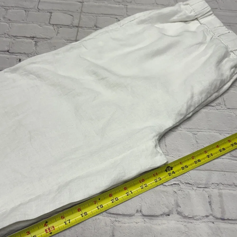 Quince Women 100% European Linen Pants Size Large White SP25 C134 -30